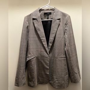 Pink and gray plaid blazer